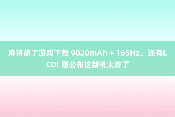 麻将胡了游戏下载 9020mAh + 165Hz、还有LCD! 刚公布这新机太炸了