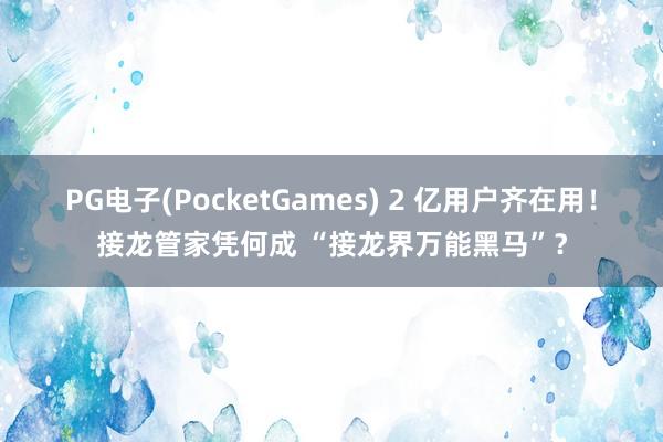 PG电子(PocketGames) 2 亿用户齐在用！接龙管家凭何成 “接龙界万能黑马”？