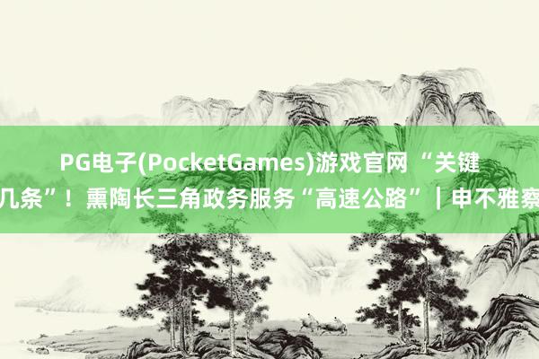 PG电子(PocketGames)游戏官网 “关键几条”！熏陶长三角政务服务“高速公路”｜申不雅察