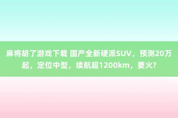 麻将胡了游戏下载 国产全新硬派SUV，预测20万起，定位中型，续航超1200km，要火?