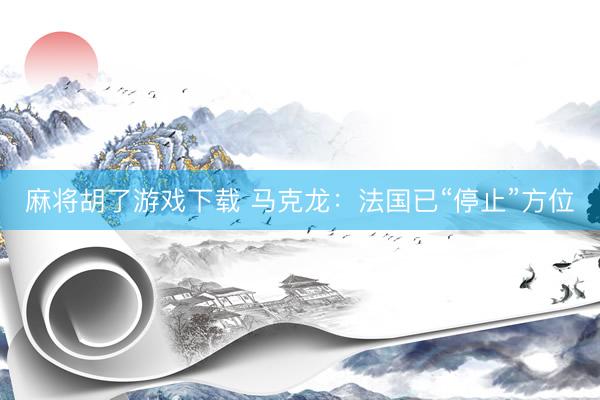 麻将胡了游戏下载 马克龙：法国已“停止”方位