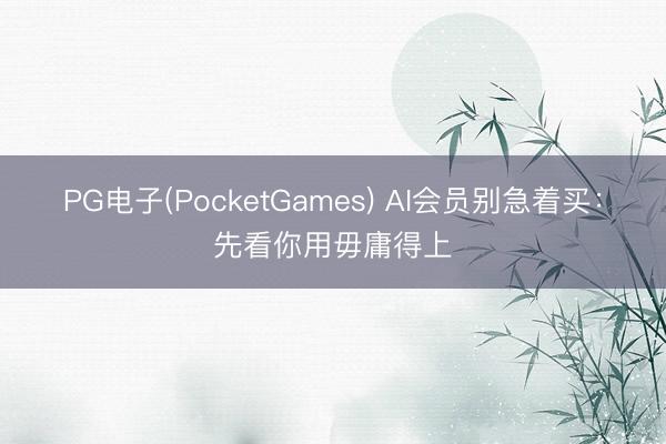 PG电子(PocketGames) AI会员别急着买：先看你用毋庸得上