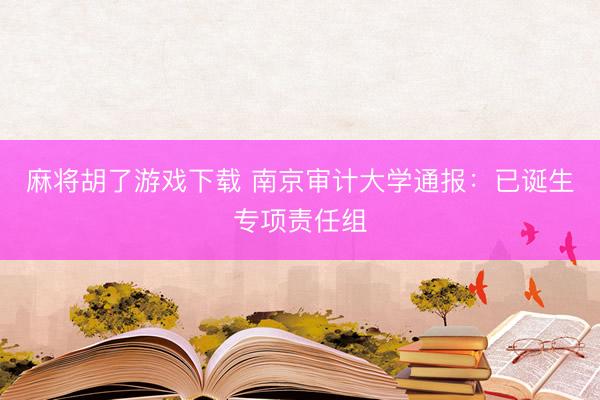 麻将胡了游戏下载 南京审计大学通报：已诞生专项责任组