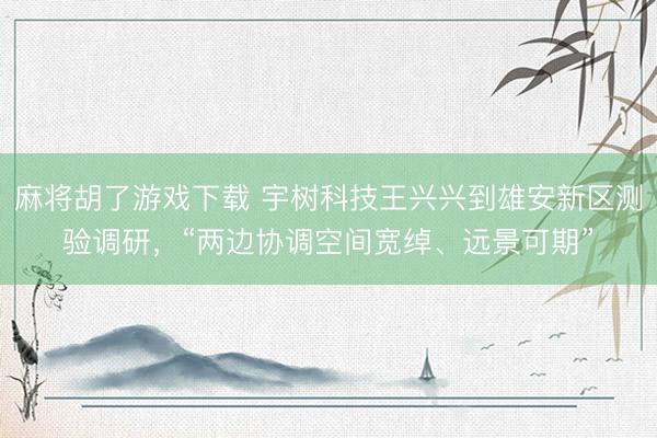 麻将胡了游戏下载 宇树科技王兴兴到雄安新区测验调研，“两边协调空间宽绰、远景可期”