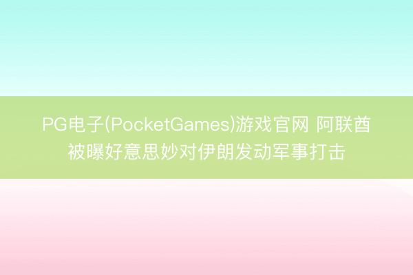 PG电子(PocketGames)游戏官网 阿联酋被曝好意思妙对伊朗发动军事打击