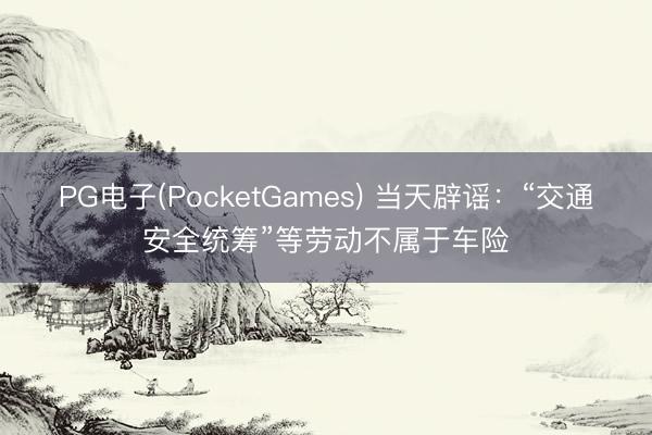 PG电子(PocketGames) 当天辟谣：“交通安全统筹”等劳动不属于车险