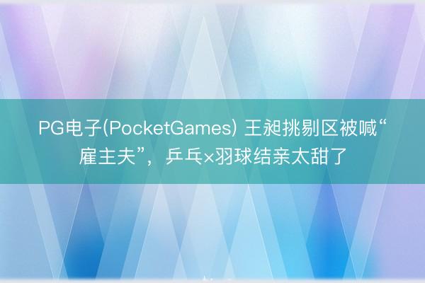 PG电子(PocketGames) 王昶挑剔区被喊“雇主夫”,乒乓×羽球结亲太甜了