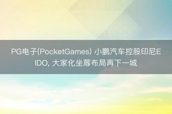 PG电子(PocketGames) 小鹏汽车控股印尼EIDO， 大家化坐蓐布局再下一城